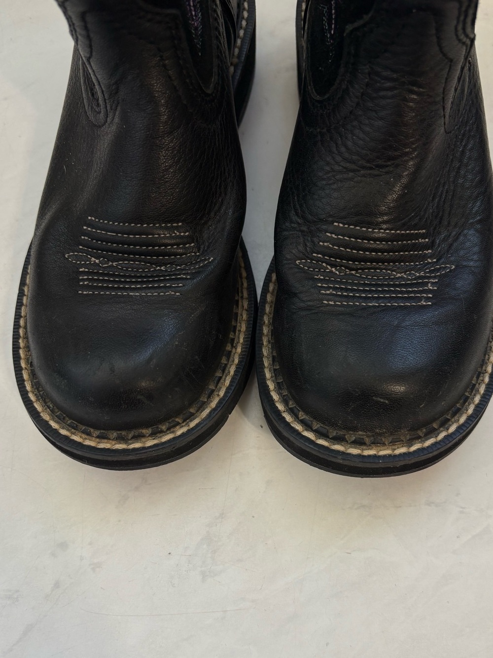 Ariat Size 5.5B Black Pink Embroidered Fatbaby Western Cowgirl Boots Country - Picture 2 of 7